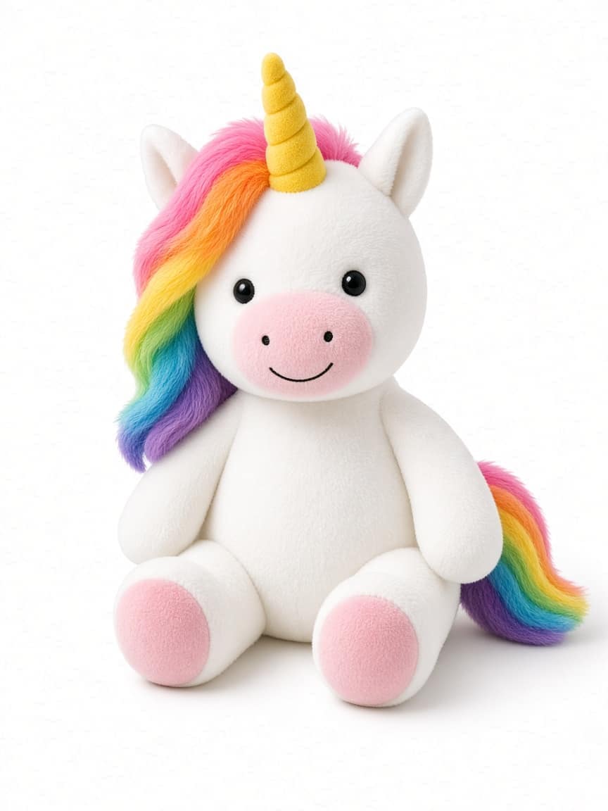 Stuffed Unicorn with Rainbow Mane