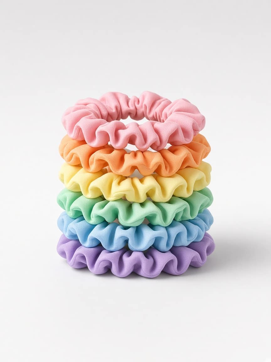 Rainbow Scrunchie Set, 6 Pack